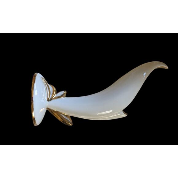 Bird Of‎ Paradise Ceramic Vase Vintage 1961 Signed Cream Gold Trim Object d' Art - Picture 4 of 6